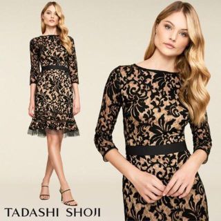 タダシショウジ(TADASHI SHOJI)の美品 2 タダシショージ ワンピース ドレス　ブラック(ひざ丈ワンピース)