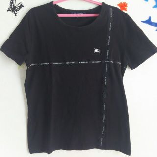 バーバリー(BURBERRY)のBURBERRY★バーバリー ロゴテープTシャツ黒  M  USED(Tシャツ(半袖/袖なし))