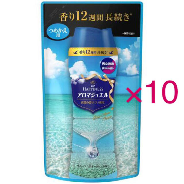 Happiness(ハピネス)のレノア ハピネス アロマジュエル ブルーアクアオーシャン455mL*10袋 インテリア/住まい/日用品の日用品/生活雑貨/旅行(洗剤/柔軟剤)の商品写真