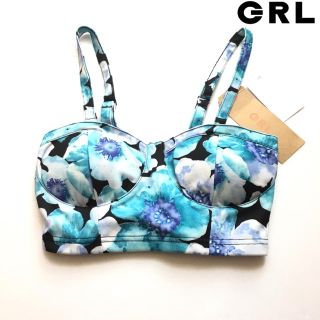 グレイル(GRL)の新品タグ付き！【GRL】ビスチェ 花柄 青系 グレイル(ベアトップ/チューブトップ)