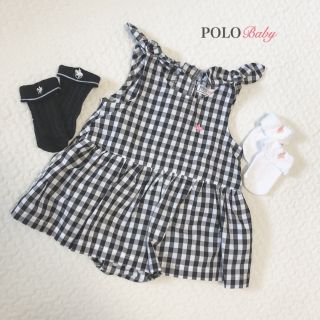 ポロラルフローレン(POLO RALPH LAUREN)のpolobabyギンガムチェックロンパース&靴下のセット(ロンパース)