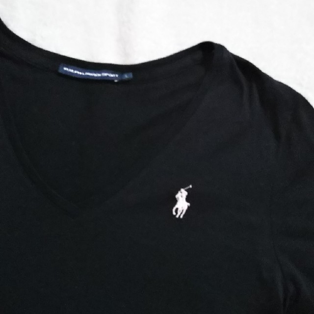 Ralph Lauren(ラルフローレン)の☆緊急お値下げ！ラルフローレン Ｖ首Ｔシャツ Black★Ｌサイズ レディースのトップス(Tシャツ(半袖/袖なし))の商品写真