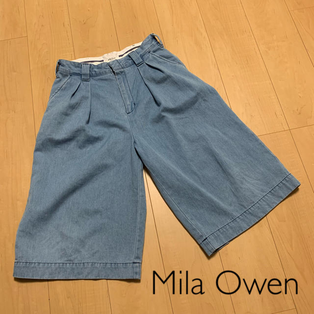 Mila Owen(ミラオーウェン)の【ミラオーウェン】デニム ワイドクロップド ガウチョパンツ レディースのパンツ(クロップドパンツ)の商品写真