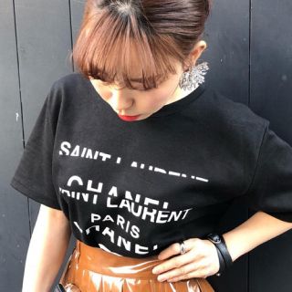 ナルシス(Narcissus)のナルシス パロディＴシャツ 黒 CHANEL SAINTLAULENT ゆったり(Tシャツ/カットソー(半袖/袖なし))