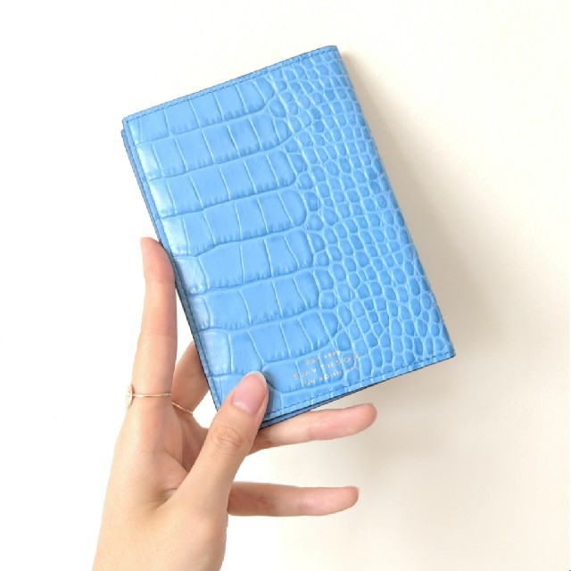新品・完売カラー】Smythson マラ パスポートカバー ナイルブルー 水色-