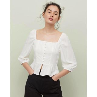 エイチアンドエム(H&M)のH＆M ペプラムブラウス スクエアネック(シャツ/ブラウス(長袖/七分))