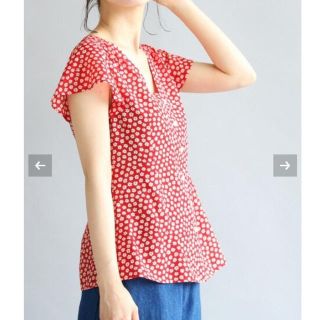 美品】IENA 《追加》レトロフラワー 前ボタンVネックブラウス paris