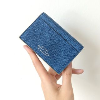 スマイソン(Smythson)の残り１【新品】Smythson ボンド 名刺入れ/カードケース デニム×イエロー(名刺入れ/定期入れ)