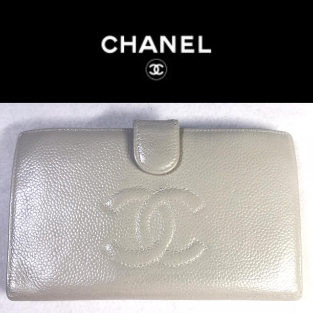 CHANEL - 正規品 シャネル  キャビアスキン  シルバー 長財布の通販 by USED買うならすぐ使えるリペア済｜シャネルならラクマ