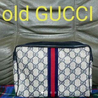 グッチ(Gucci)のGUCCI オールドグッチ ポーチ 黒紺 ビンテージ(クラッチバッグ)