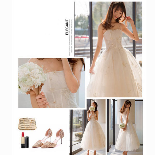 結婚式 花嫁 二次会 ワンピース ドレス レディースのフォーマル/ドレス(ウェディングドレス)の商品写真