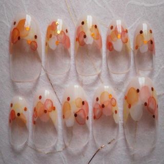 ネイルチップ水彩フレンチ オレンジ(つけ爪/ネイルチップ)