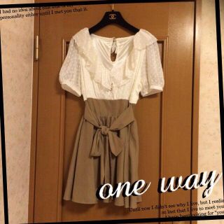 ワンウェイ(one*way)のone wayドットシフォンコンビワンピ(ミニワンピース)