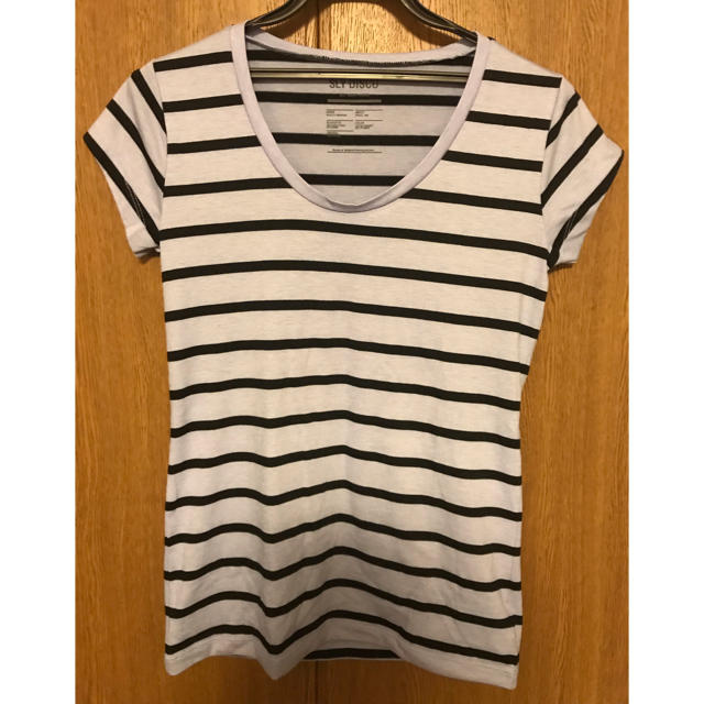 ボーダー Tシャツ パープル レディースのトップス(Tシャツ(半袖/袖なし))の商品写真