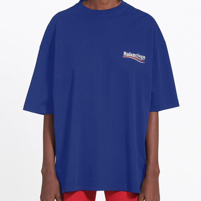 最終価格 Balenciaga キャンペーンロゴ 青tシャツ | hartwellspremium.com