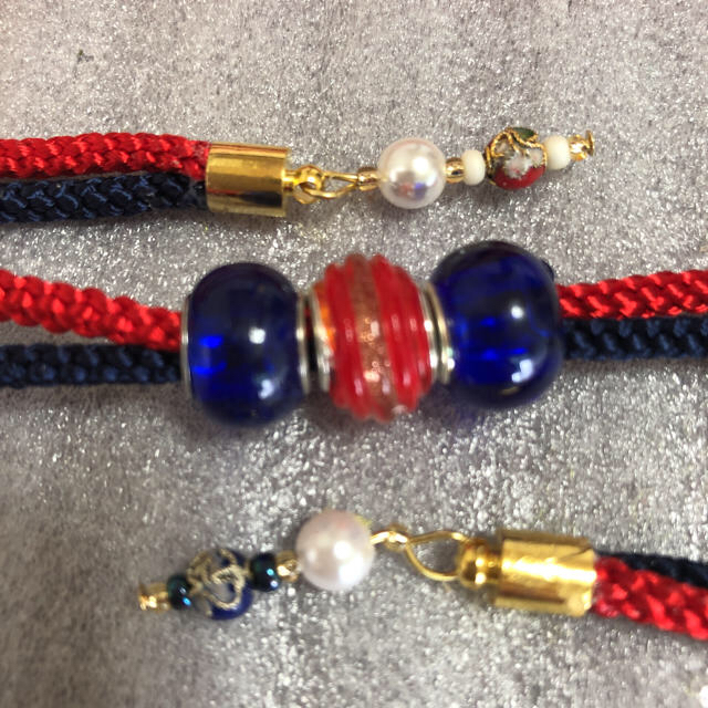帯飾り 帯止め 帯締め/浴衣 とんぼ玉赤・青