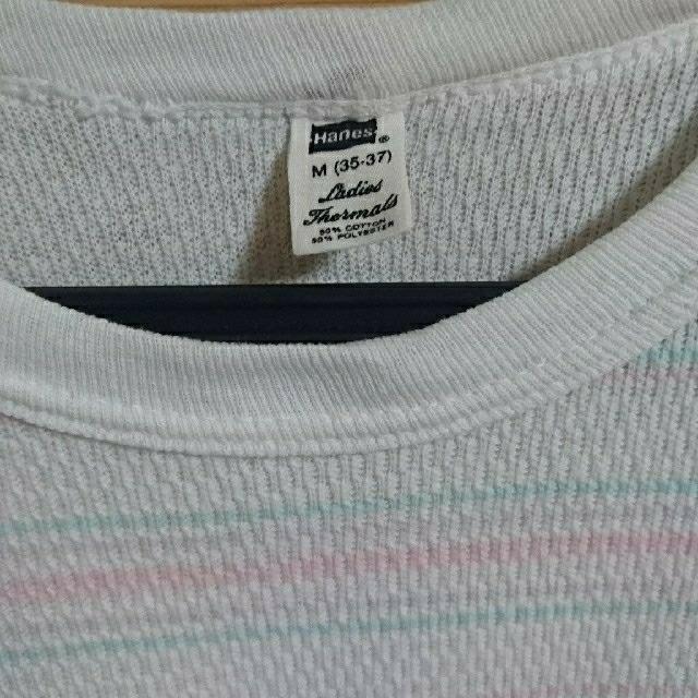 Hanes(ヘインズ)の【珍品】Hanes サーマルシャツ ボーダー レディース レディースのトップス(カットソー(長袖/七分))の商品写真