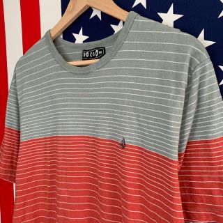 ボルコム(volcom)のUSA古着 ボルコム ボーダーTシャツ L(Tシャツ/カットソー(半袖/袖なし))