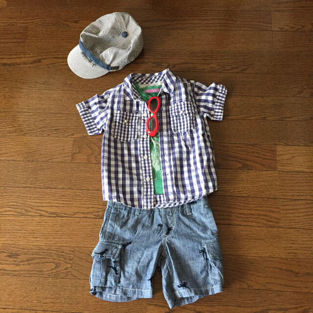 こどもビームス(コドモビームス)のGingersnaps紫チェックシャツ キッズ/ベビー/マタニティのキッズ服男の子用(90cm~)(ブラウス)の商品写真