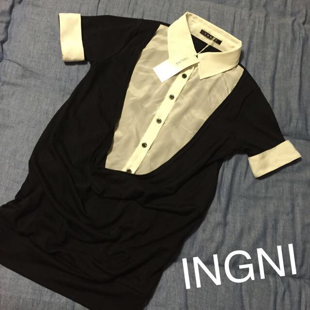 INGNI(イング)のINGNI タグ付き 重ね着風半袖シャツ レディースのトップス(シャツ/ブラウス(半袖/袖なし))の商品写真