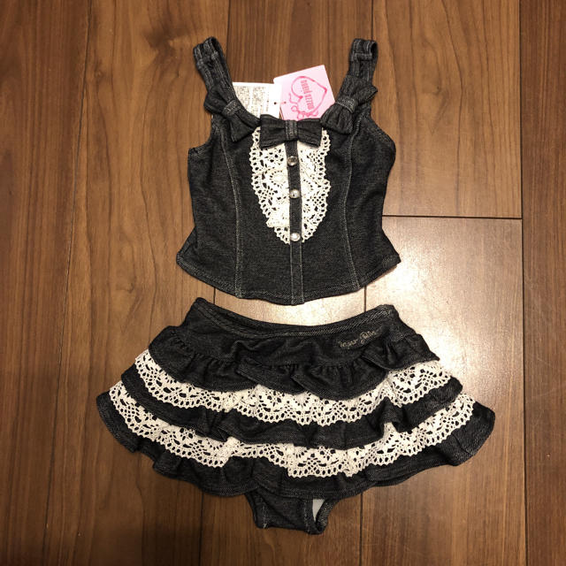 mezzo piano(メゾピアノ)の新品 メゾピアノ  デニム調 水着 キッズ/ベビー/マタニティのキッズ服女の子用(90cm~)(水着)の商品写真