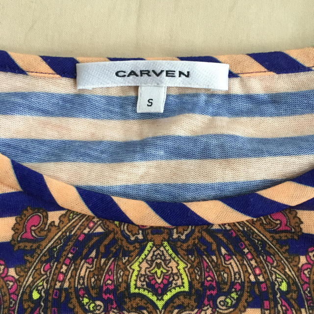 CARVEN(カルヴェン)のCARVEN カルヴェン ♡ ペイズリー × ボーダー Tシャツ カットソー レディースのトップス(Tシャツ(半袖/袖なし))の商品写真