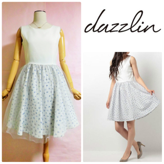 ダズリン(dazzlin)の【dazzlin】オーバーチュールフラワーコンビワンピース☆8532円☆花柄(ひざ丈ワンピース)