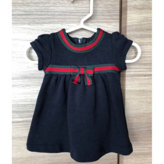 グッチ(Gucci)のグッチ GUCCI コットンドレス ウェブボウ付きワンピース 新生児(ワンピース)