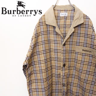 バーバリー(BURBERRY)のフォロー割 バーバリーズ ノバチェックシャツ 90s 開襟 刺繍ロゴ 切替(シャツ)