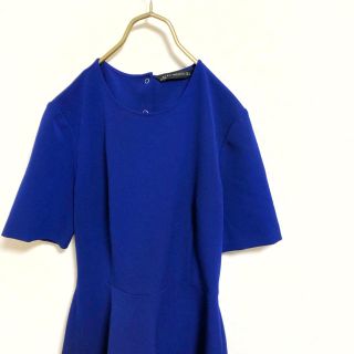 ザラ(ZARA)の【廃盤】ZARA デザインワンピ レディース  L ブルー 古着 ワンピース(ひざ丈ワンピース)