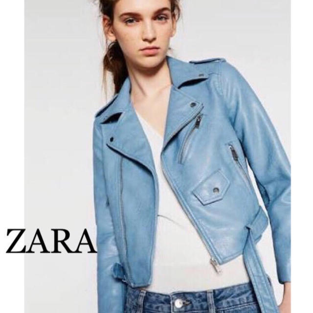 ZARA  ライダース　ジャケット　水色