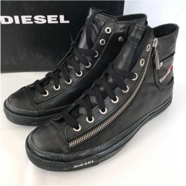 新品 DIESEL ディーゼル レザー スニーカー 黒 値引 noxcapital.de