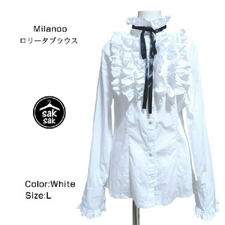 Milanoo ロリータ ブラウス ホワイト Lサイズ【0134】(シャツ/ブラウス(長袖/七分))