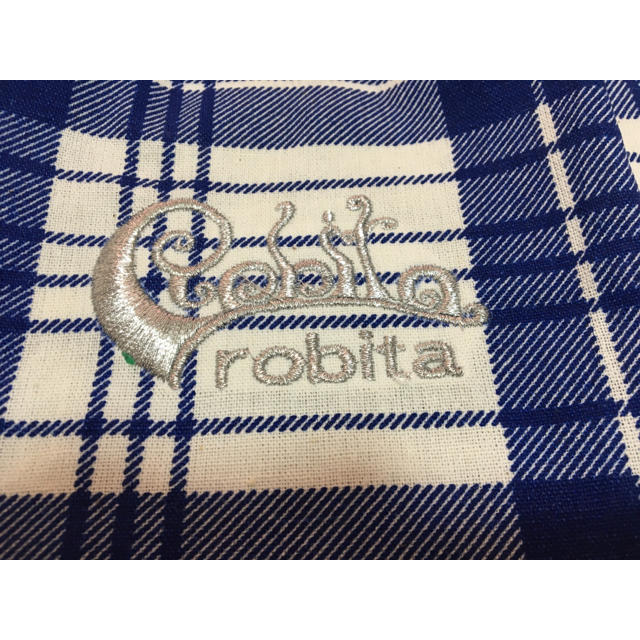 robita(ロビタ)の正規品 非売品 限定 ロビタ バッグ robita ブルー ホワイト チェック柄 レディースのバッグ(ハンドバッグ)の商品写真
