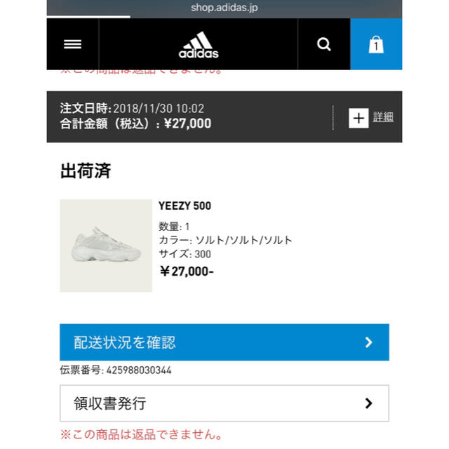 お値下げ☆adidas YEEZY 500 SALT 30cm