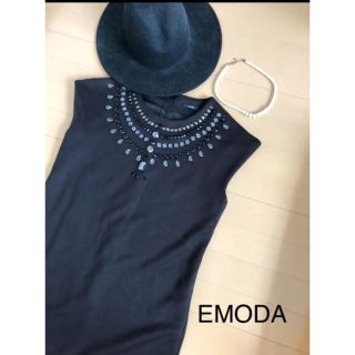 エモダ(EMODA)のEMODA♡ビジューワンピース　チャコールブラック(ひざ丈ワンピース)