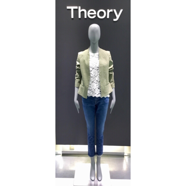 theory(セオリー)のAnemone様専用 Theory 18SS リネンノーカラージャケット カーキ レディースのジャケット/アウター(ノーカラージャケット)の商品写真