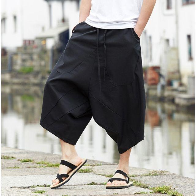 黒 XLサイズ 七分丈 サルエル パンツ ワイド ズボン メンズ 7分丈 無地 メンズのパンツ(サルエルパンツ)の商品写真