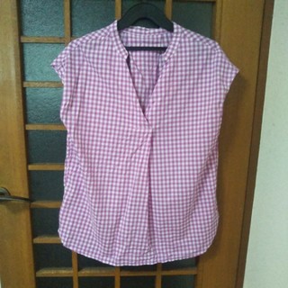 ジーユー(GU)のGU　ギンガムチェックシャツ　M(シャツ/ブラウス(半袖/袖なし))