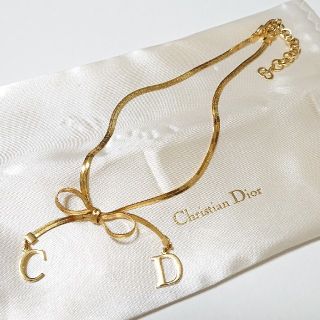 クリスチャンディオール(Christian Dior)の正規品【極美品】Christian Dior リボン ネックレス チョーカー(ネックレス)