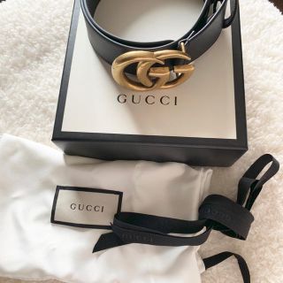 グッチ(Gucci)のGUCCI ダブルGバックル付きレザーベルト(ベルト)