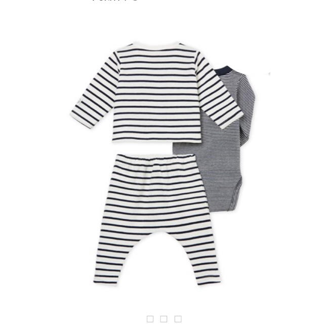 PETIT BATEAU(プチバトー)の新品 プチバトー ミラレ＆マリニエール３点セット 18m キッズ/ベビー/マタニティのベビー服(~85cm)(肌着/下着)の商品写真