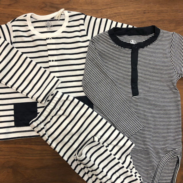 PETIT BATEAU(プチバトー)の新品 プチバトー ミラレ＆マリニエール３点セット 18m キッズ/ベビー/マタニティのベビー服(~85cm)(肌着/下着)の商品写真