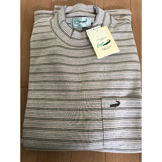 クロコダイル(Crocodile)のクロコダイル　モックボーダー柄長袖Tシャツ　茶/緑/ベージュ　Lサイズ(Tシャツ/カットソー(七分/長袖))