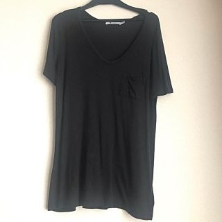 アレキサンダーワン(Alexander Wang)のT by ALEXANDER WANG   VネックTシャツ(ブラック)(Tシャツ(半袖/袖なし))