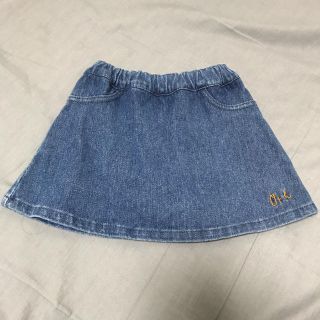 ハッカベビー(hakka baby)の美品 オレンジハッカ デニムスカートパンツ 80 ライトブルー(スカート)