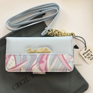 セシルマクビー(CECIL McBEE)の新品 セシルマクビー  ショルダー付き ミラー付き iPhoneケース ブルー(iPhoneケース)