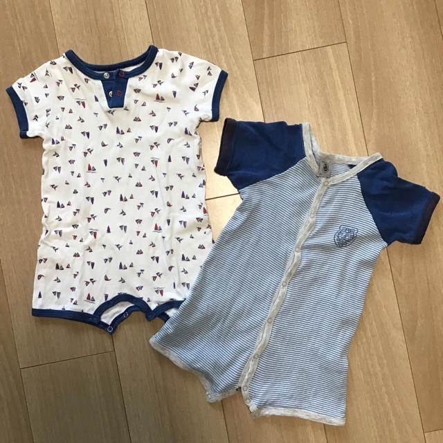 PETIT BATEAU(プチバトー)のプチバトー半袖ロンパース67cm キッズ/ベビー/マタニティのベビー服(~85cm)(ロンパース)の商品写真