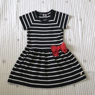 プチバトー(PETIT BATEAU)の＊Ⓜ️様ご専用＊ プチバトー  マリニエール リボン付き ワンピース  3ans(ワンピース)