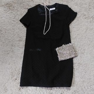 クレージュ(Courreges)の《美品》courreges 黒レースワンピース(ミニワンピース)